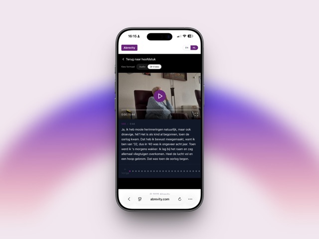 Video conversation playback on a phone from a family interview